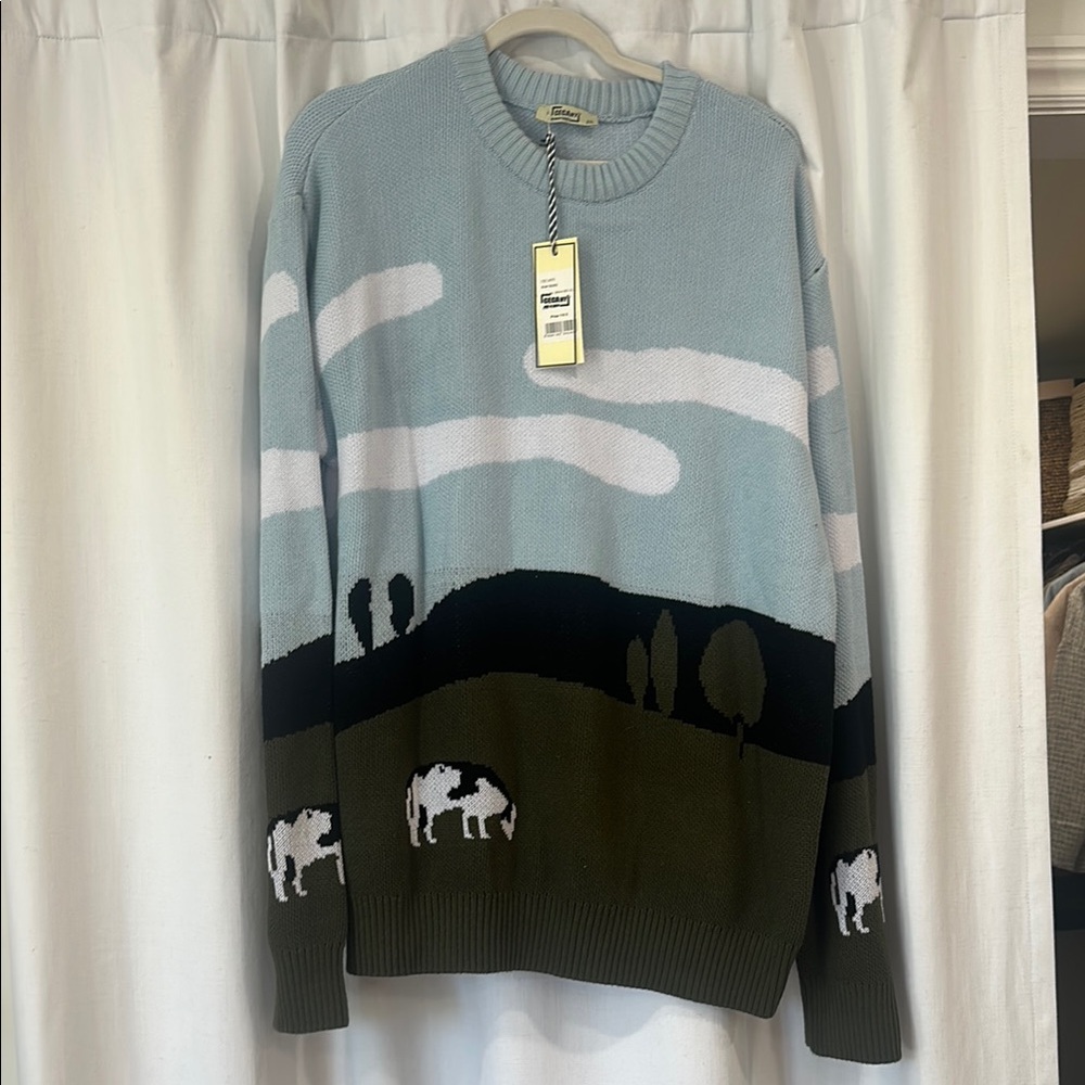 Scenic Landscape Sweater - Blue and Green